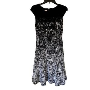 Anne Klein Fit & Flare Geometric Abstract Dress  Size 2